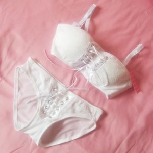 Brand new lace up corset bra and panty set